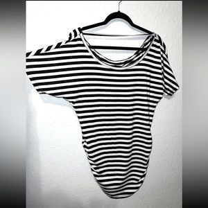 Charlotte Russe Black White Striped Tunic Shirt Top Dress Juniors Sz M